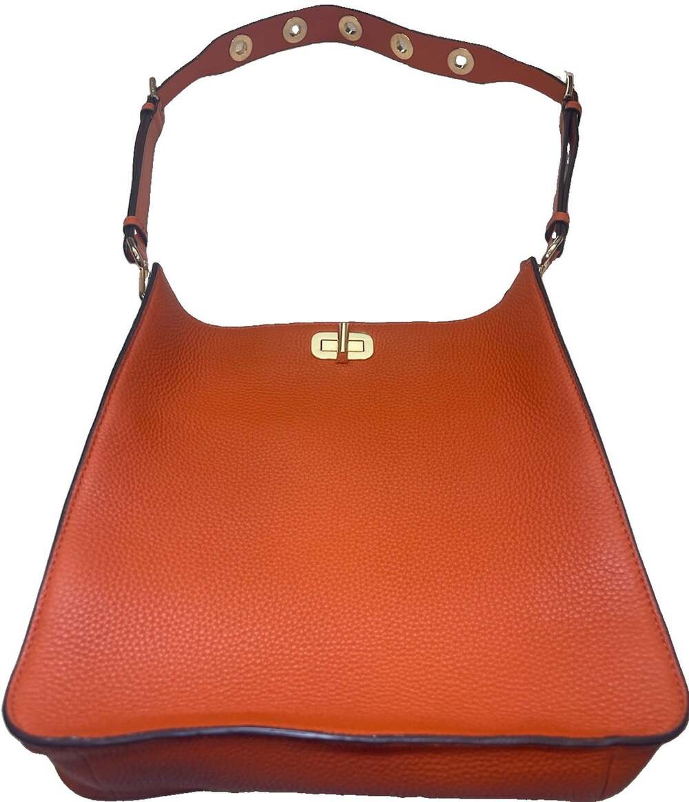 Michael Kors Sullivan Large Orange Pebbled Leather Shoulder Crossbody Bag NWOT